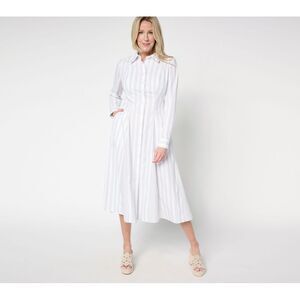 Liberare Women's Plus Sz Dress 2X Poplin Godet Button Front Midi Gray A685065